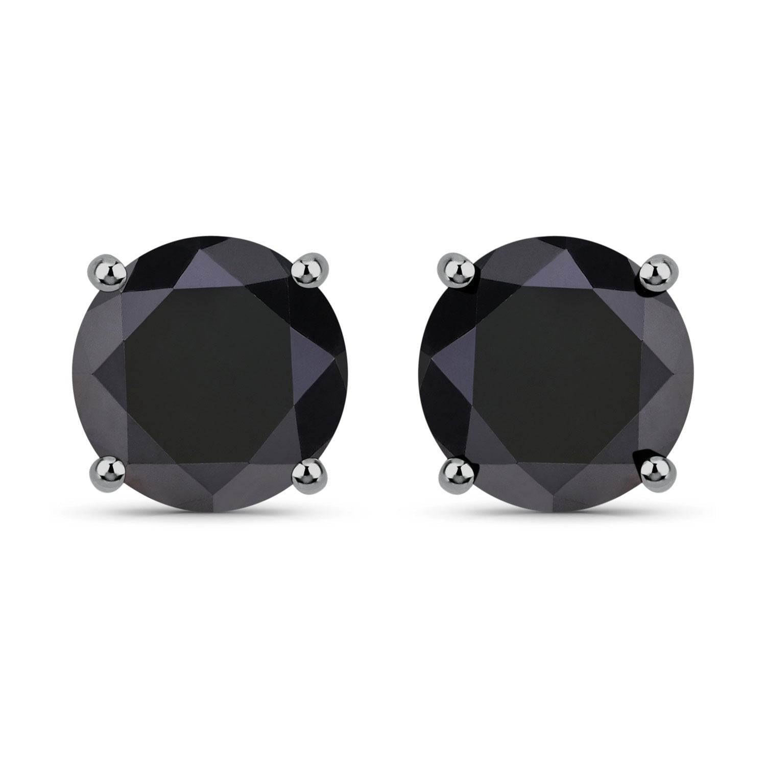 3.48 Carat Genuine Black Diamond 14K White Gold Earrings