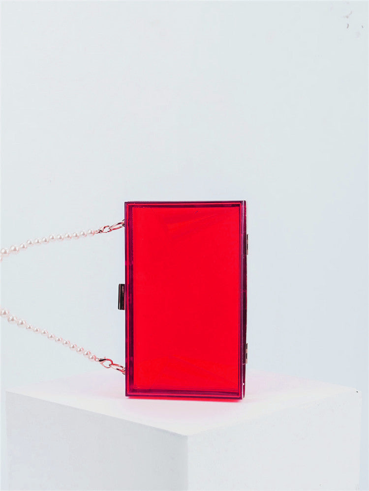Transparent Acrylic Evening Clutch with Chain Shoulder Bag
