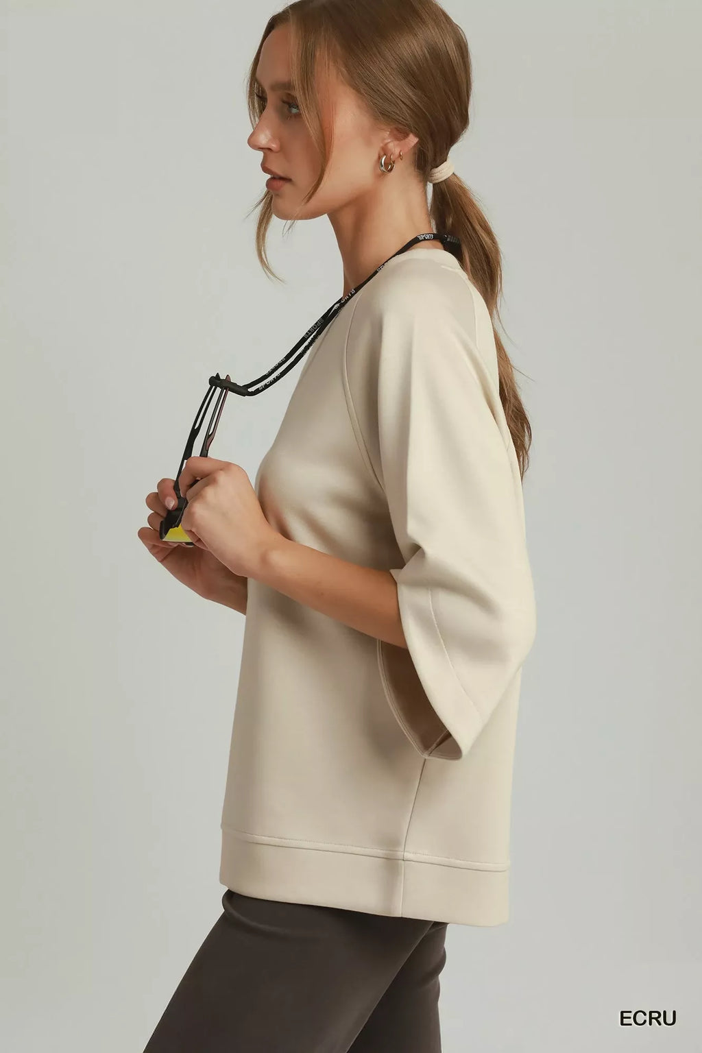 Umgee Round Hem Raglan Sleeve Top