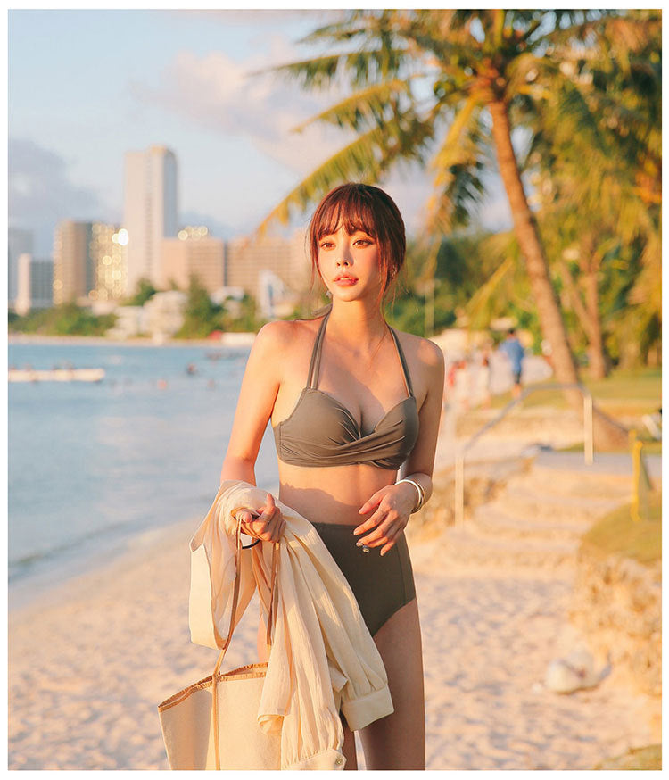Korean 2020 New High-Waisted Bikini Swimwear Set