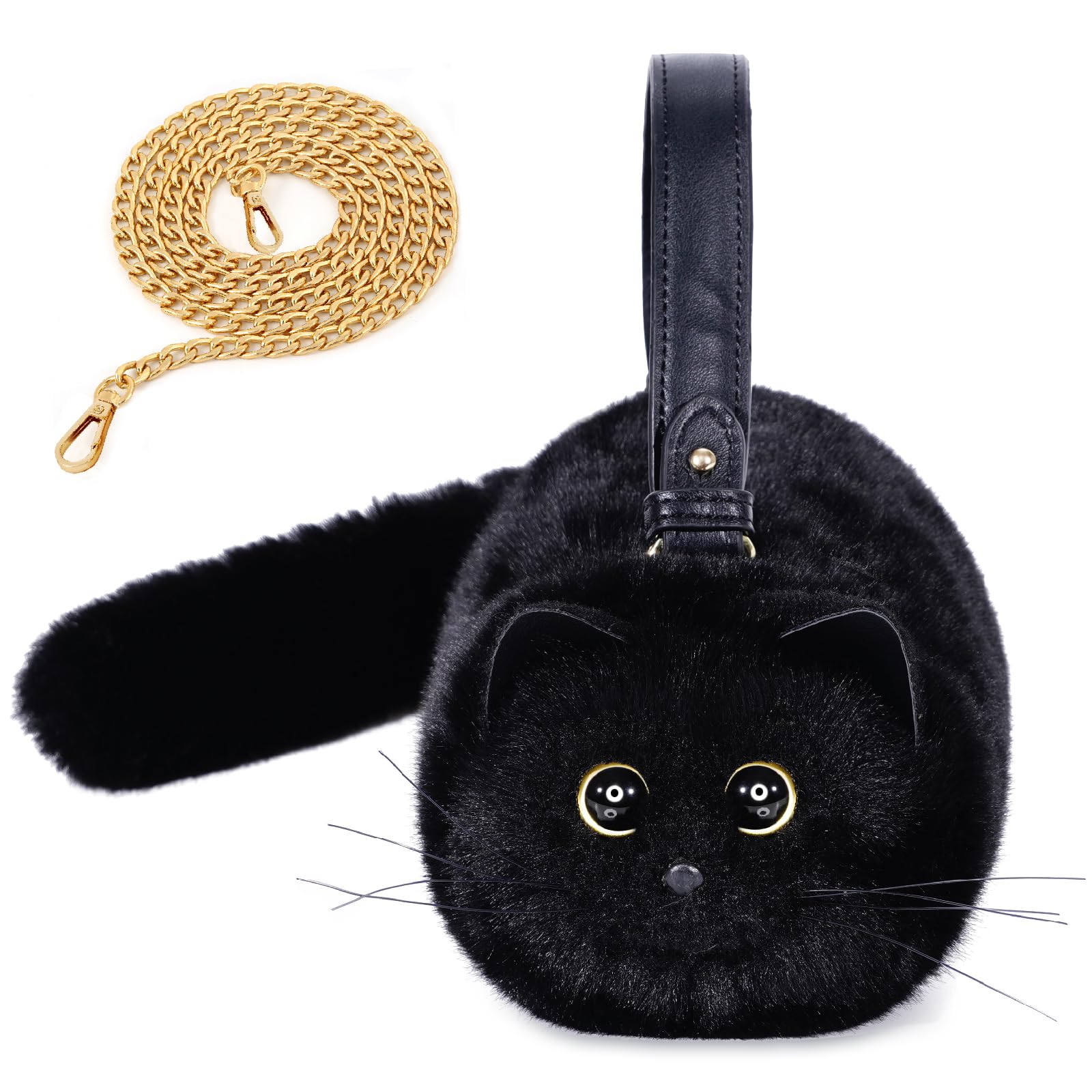 Furry Cat Purse Kitty Purse Kitty Cat Bag Cat Shaped Shoulder Handbag for Women and for Girls
