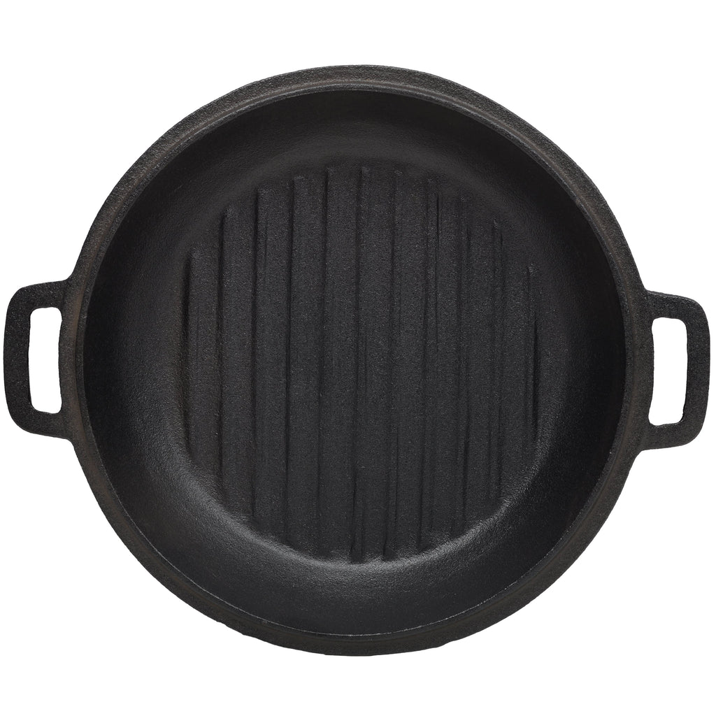 3 in 1 Pre-Seasoned Cast Iron Dutch Oven, Outdoor Camping Deep Pot, 5 Quart. Cover As A Skillet with Ribbed Bottom Design. With 2pcs Silicone Handel Covers, 1PC Lid Lifter.