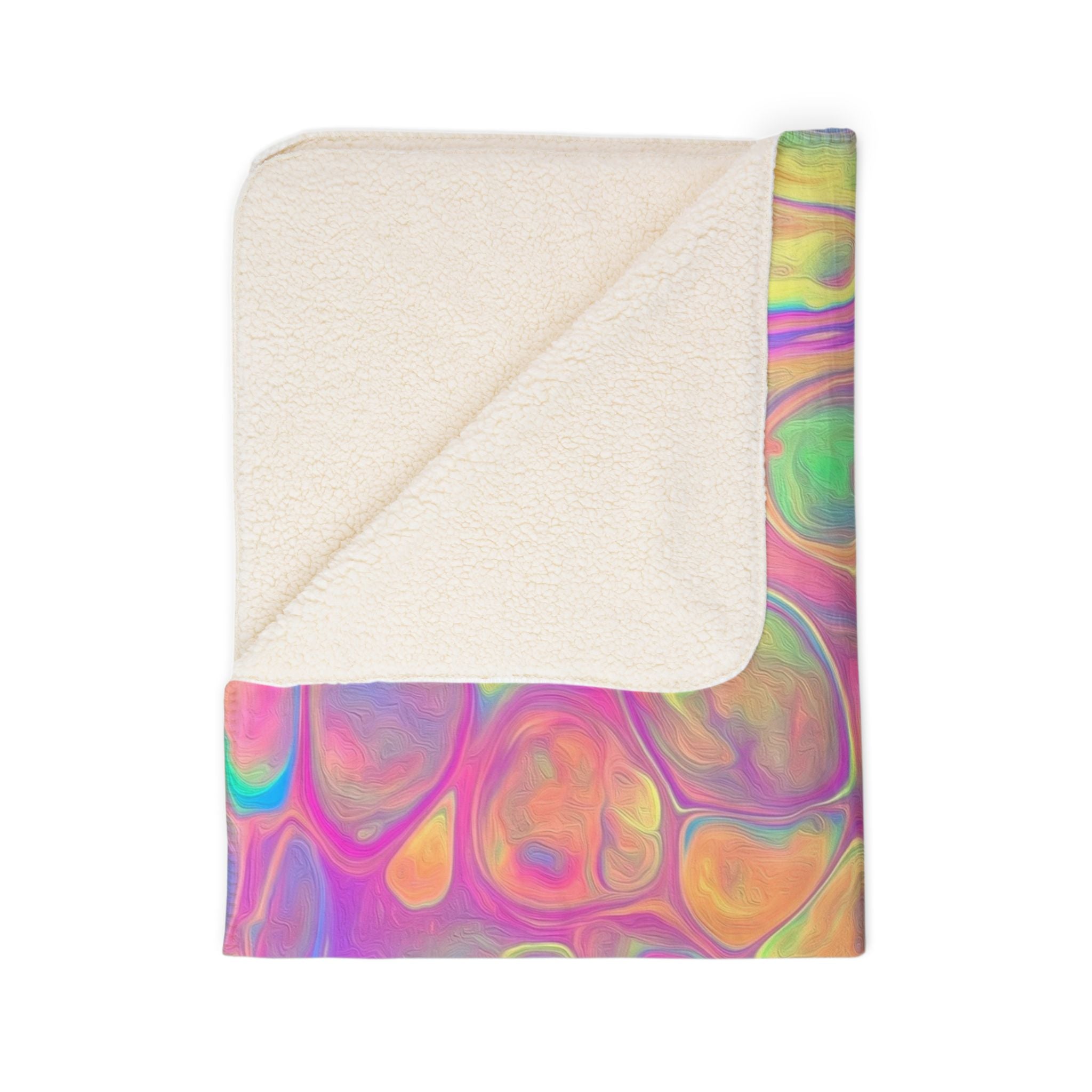 Bespattered Facade Rainbow Sherbet Fleece Sherpa Blanket | 2 Colors & Sizes