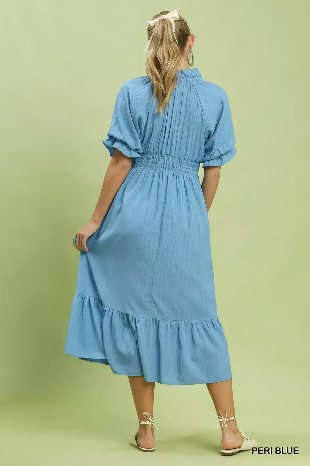 Umgee Ruffle V-Neck Midi Dress