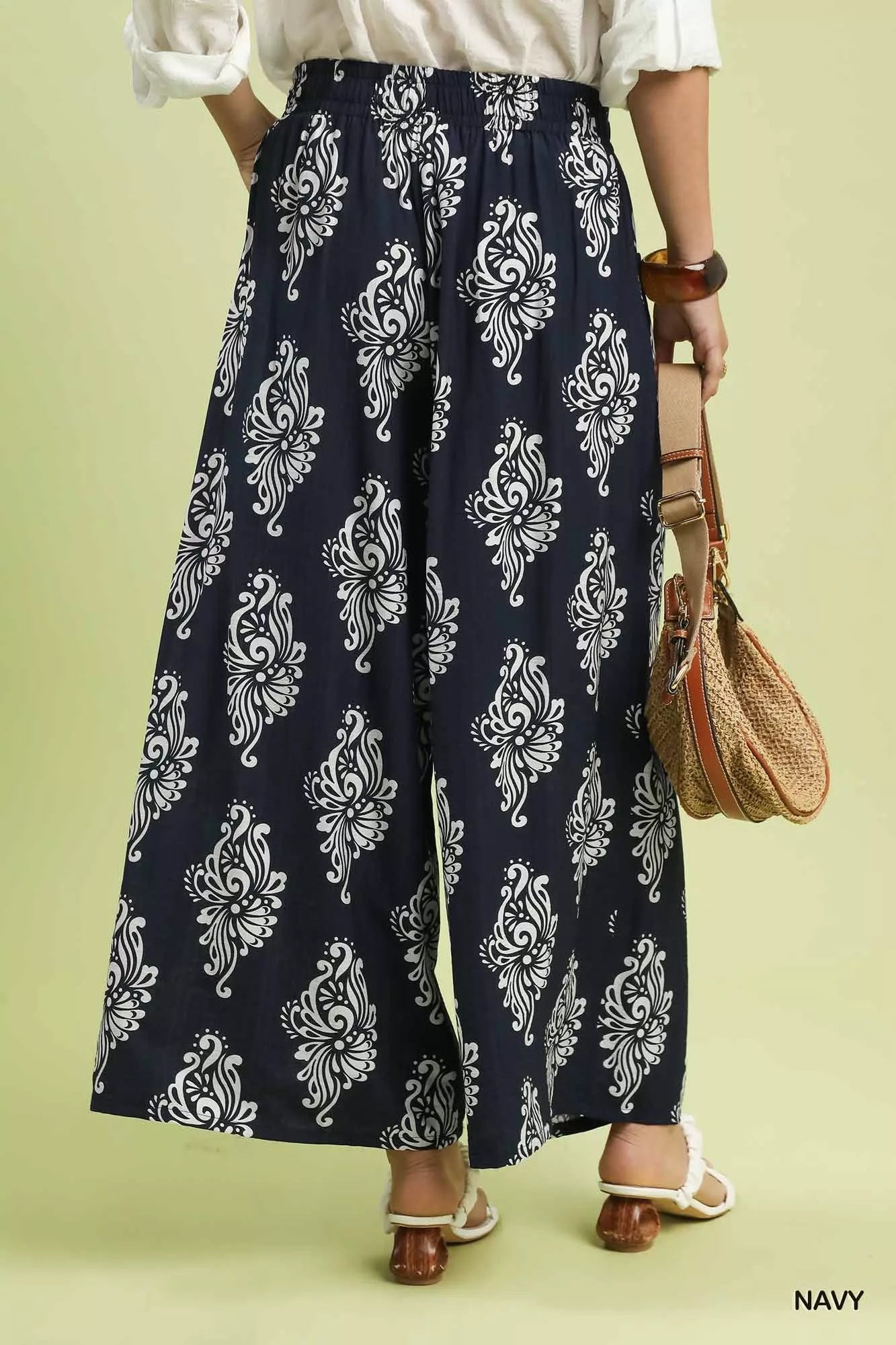 Umgee Abstract Print Wide Leg Pants