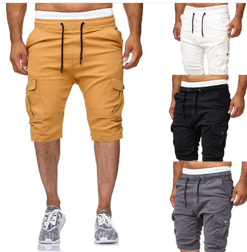 Men's Tethered Casual Workwear Shorts with Leather Trim
