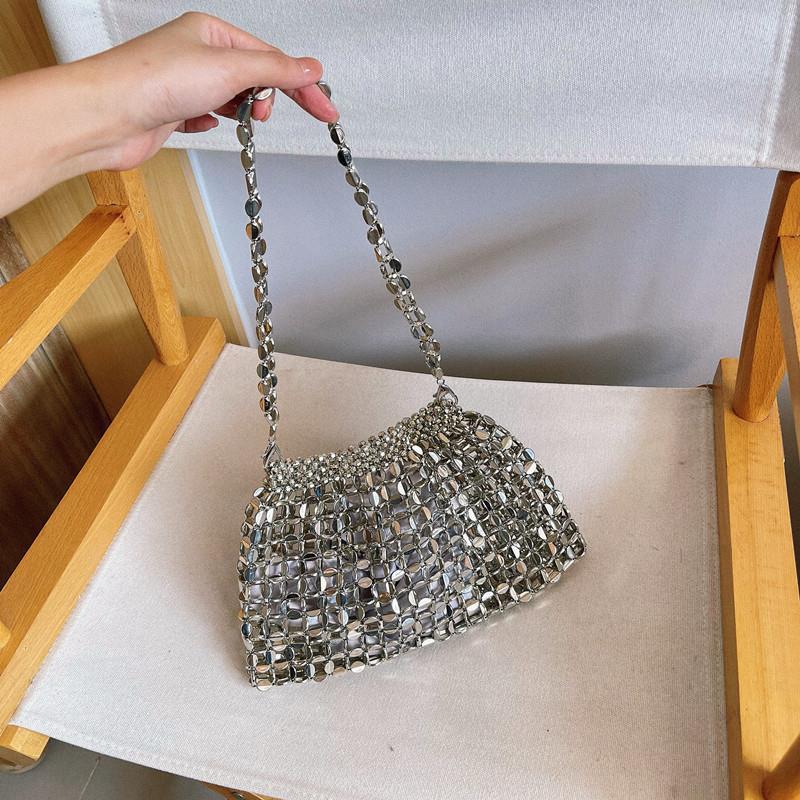 Luxury Designer Silver Metal Evening Clutch Bag