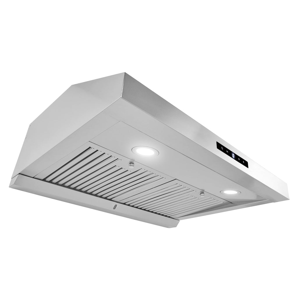 Under Cabinet Range Hood, Dual Motors Ductless Kitchen Stove Vent, Stainless Steel Permanent Filter with 3-Speed Exhaust Fan, 2 Baffle Filters, LED Lights, Touch Control Panel, Silver (30 inch)