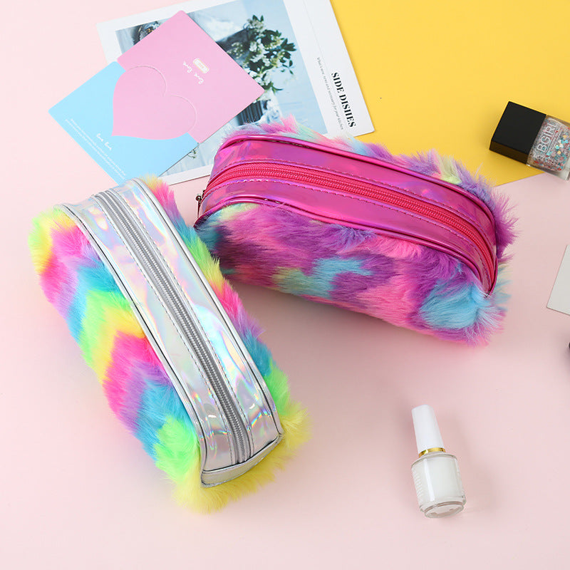 2019 New Rainbow Plush Pencil Case and Makeup Bag