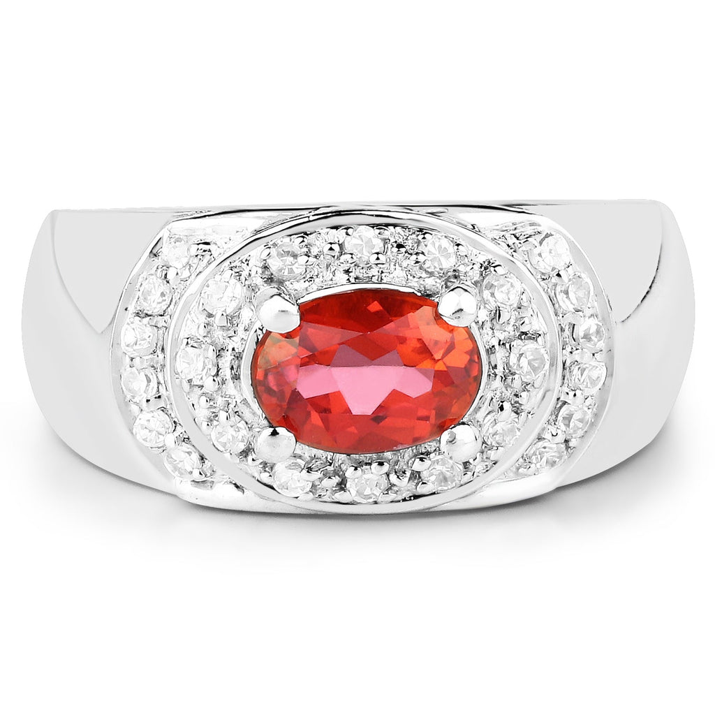 1.37 Carat Genuine Pink Topaz and White Cubic Zirconia .925 Sterling Silver Ring