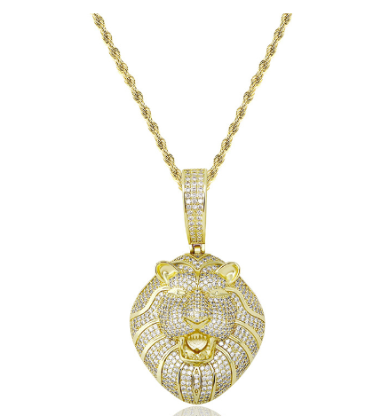 INS New Lion Head Zircon Hip Hop Pendant Jewelry