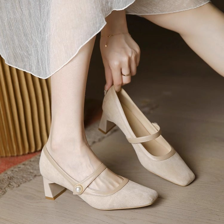 Spring New Fashion Pointed Toe Chunky Heels for Women