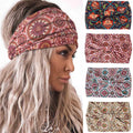 Acenail Wide Headbands Women Boho Turban Knotted Headband Floral Elastic Non Slip Hairband Workout Yoga Head Scarfs Bohemian Headwraps Fashion Hair Accessories for Women 4Pcs (Stylish)