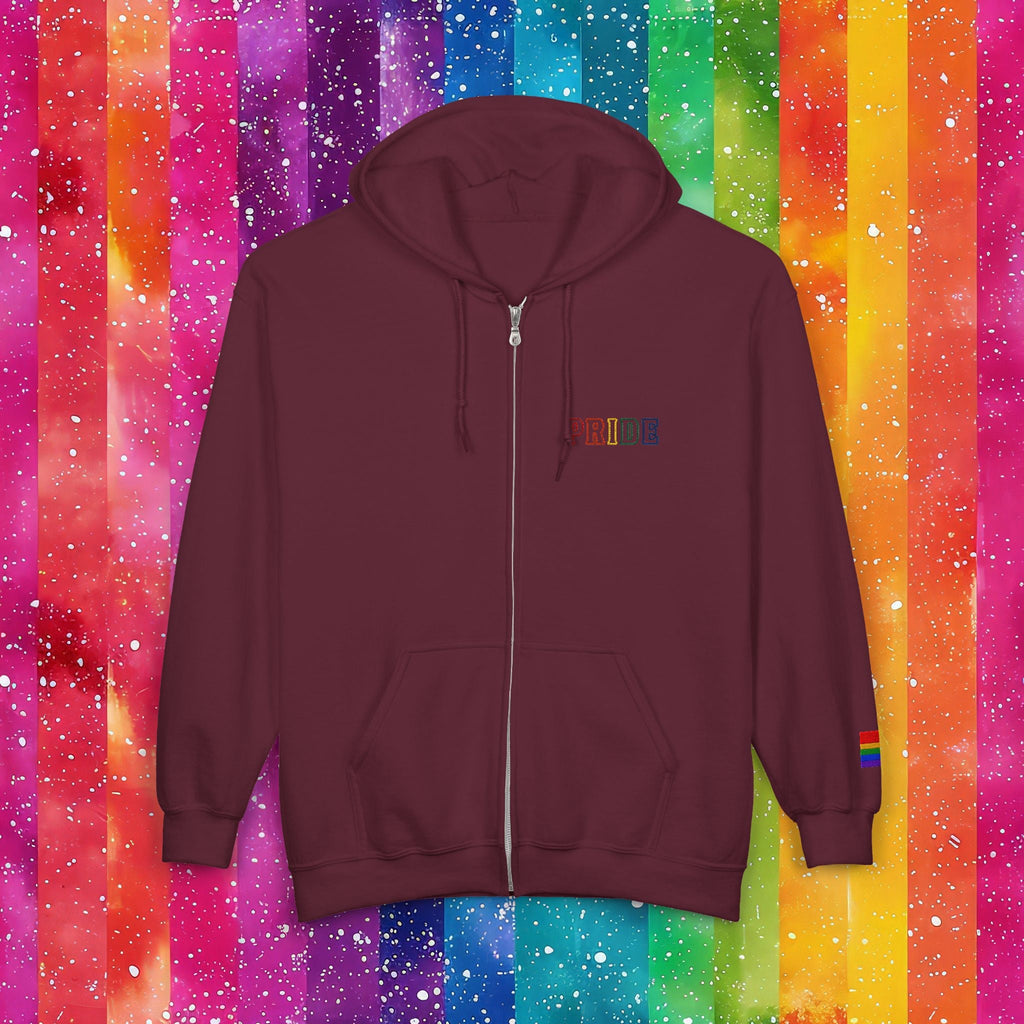 Bespattered Facade Rainbow LGBTQ+ Pride Embroidered Full-Zip Hoodie