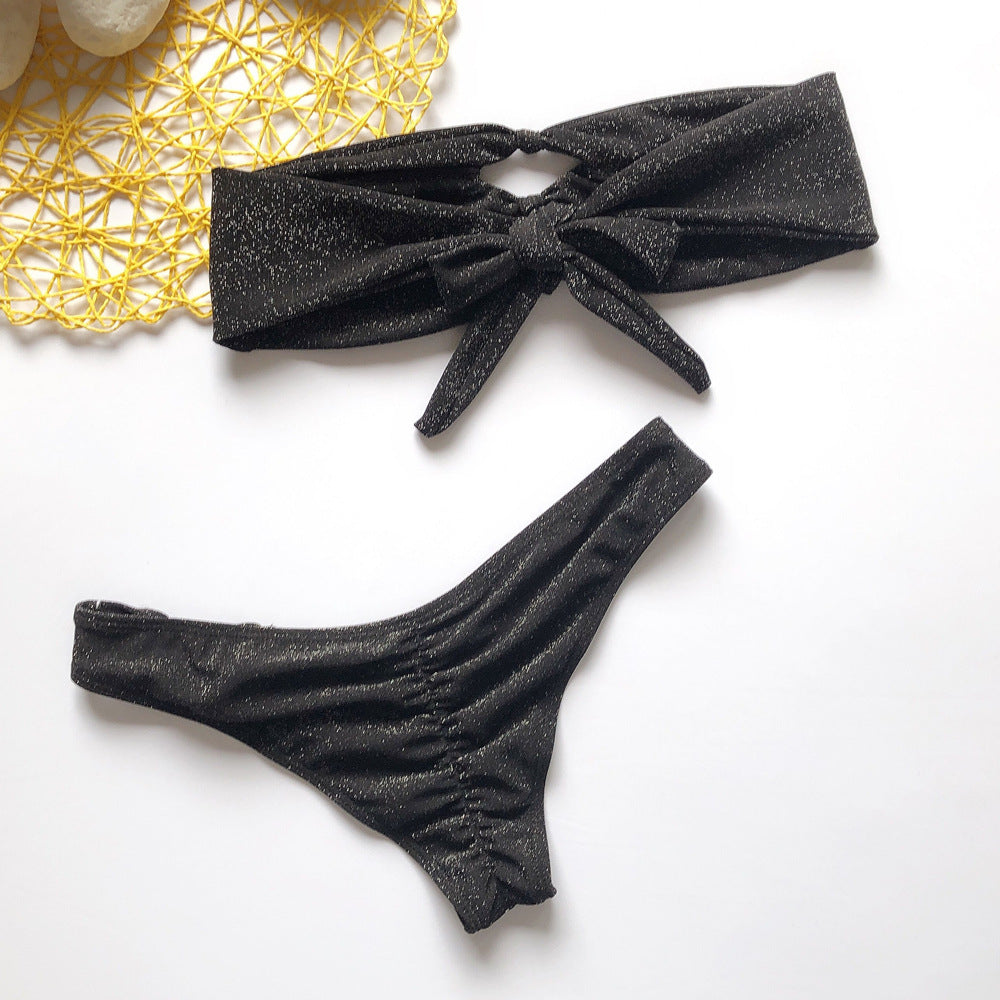 Charming New Solid Color Bikini with Shiny Design