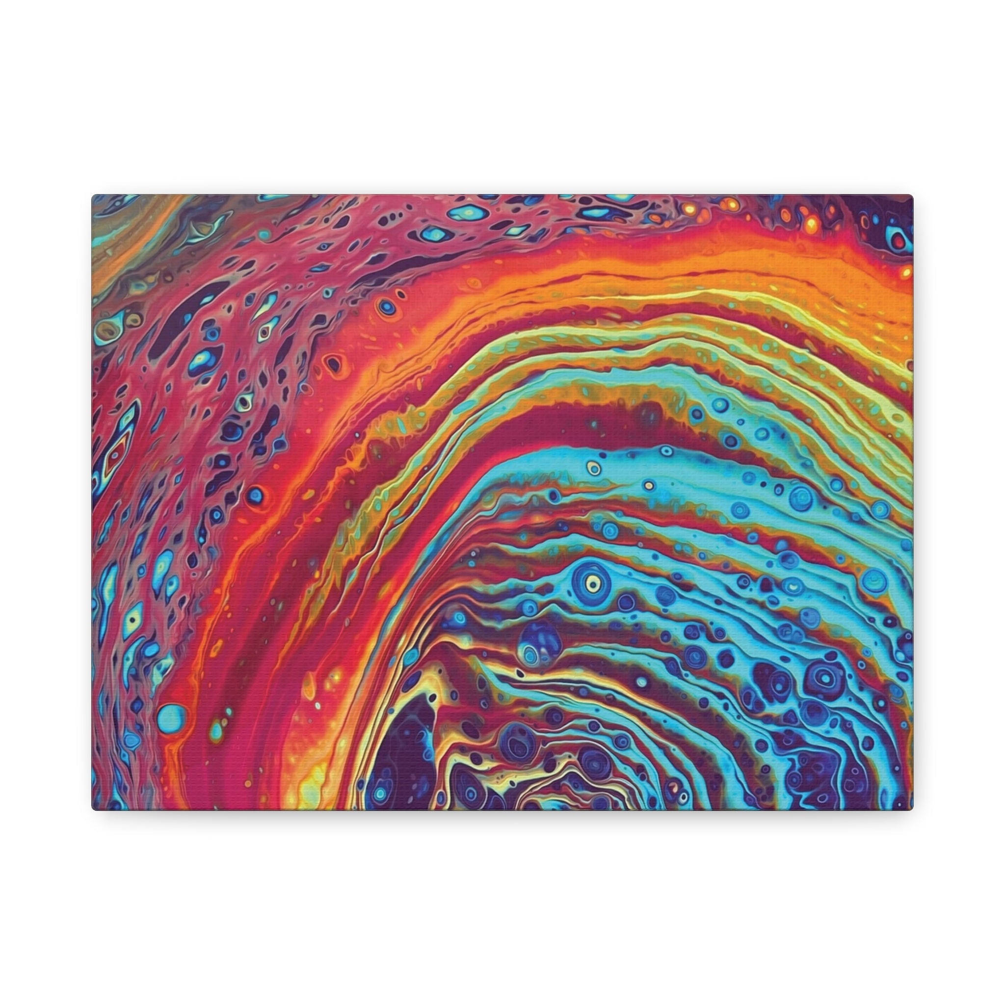 Bespattered Facade Rainbow Rings Stretched Matte Canvas Art Prints | Multiple Sizes