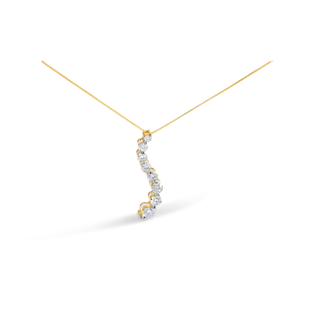 AGS Certified 14k White Gold 3.0 Cttw Baguette and Brilliant Round-Cut Diamond Journey 18" Pendant Necklace (F-G Color, I1-I2 Clarity)