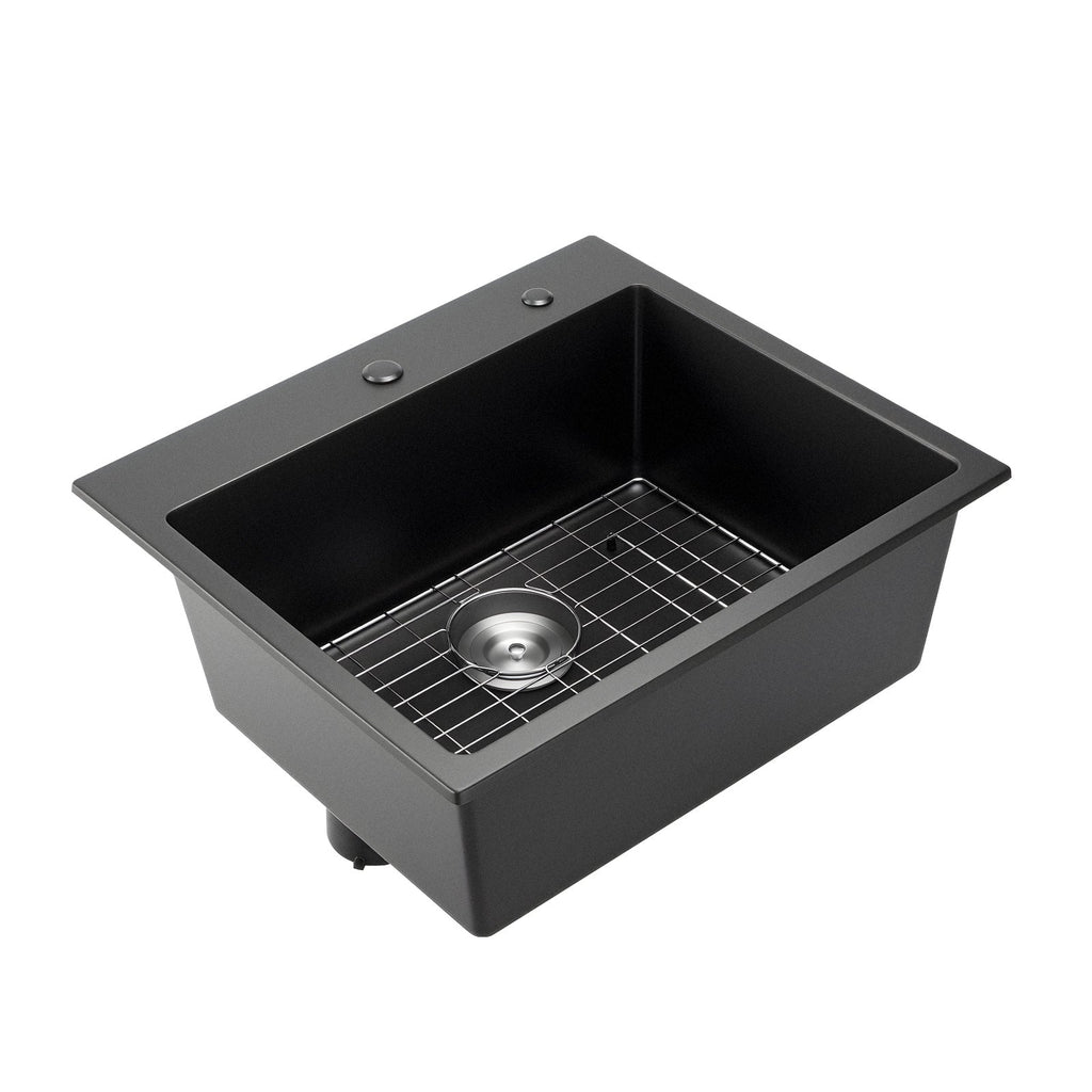 25 inch Granite Kitchen Sink Top Mount Single Bowl Drop-In Basin for RV Bar