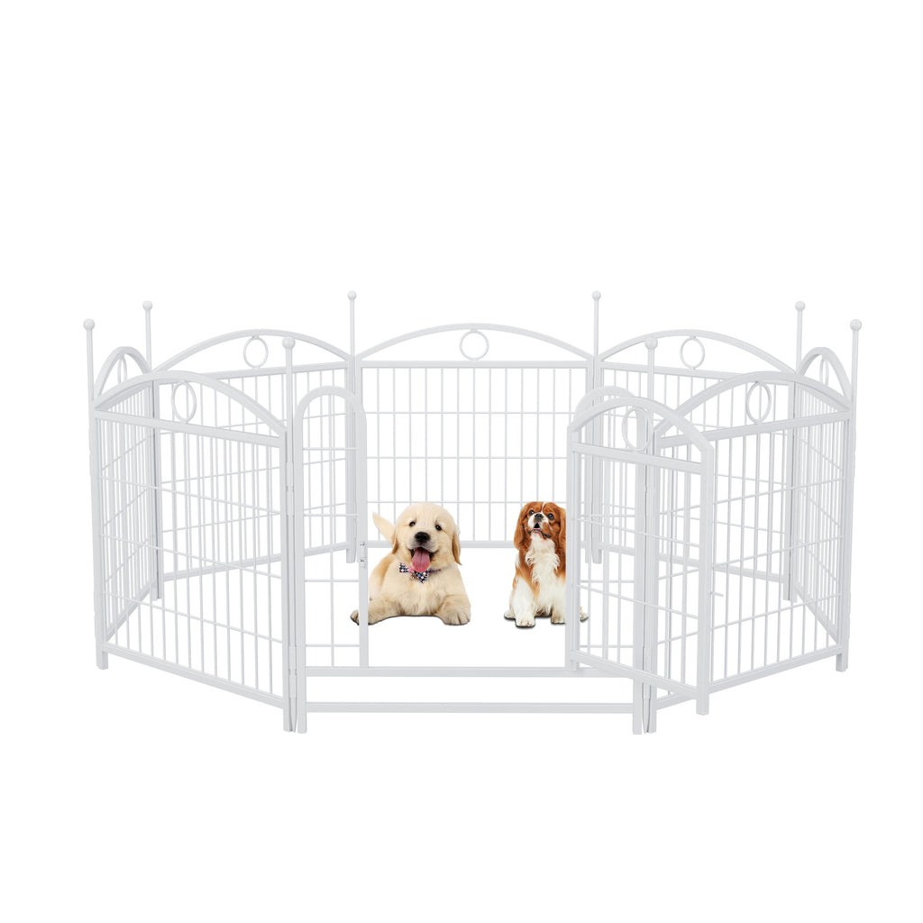 Dog Playpen Indoor 24 inch 8 Panels Metal Dog Pen Pet Dog Fence Outdoor Exercise Pen with Doors, Heavy Duty Dog Fence Puppy Pen for Large Medium Small Dogs Indoor Outdoor Foldable Pet Exercise Pen