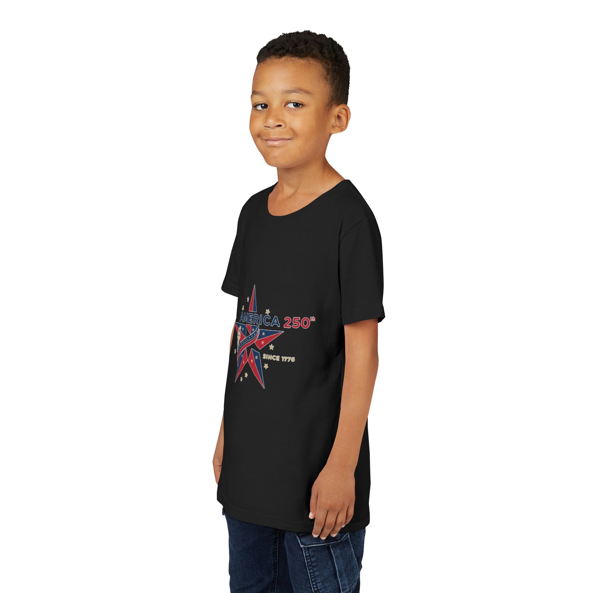 Youth Tee - "America 250" Patriotic Star Kids T-Shirt (Since 1776)