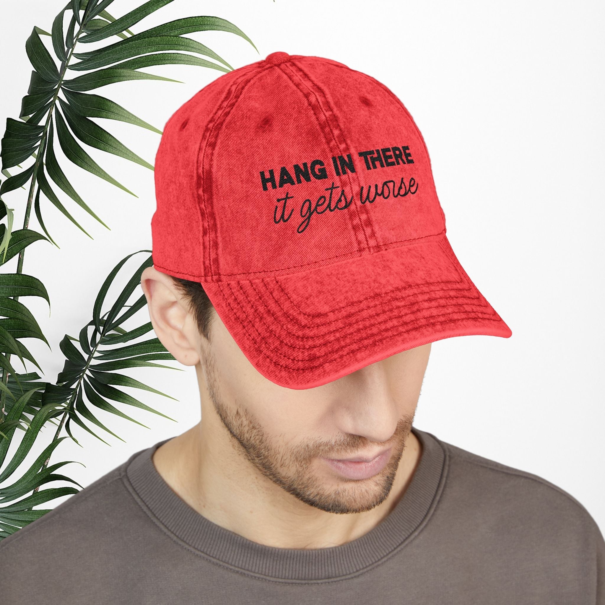 Bespattered Facade "Hang in There" Black Embroidered Vintage Cap