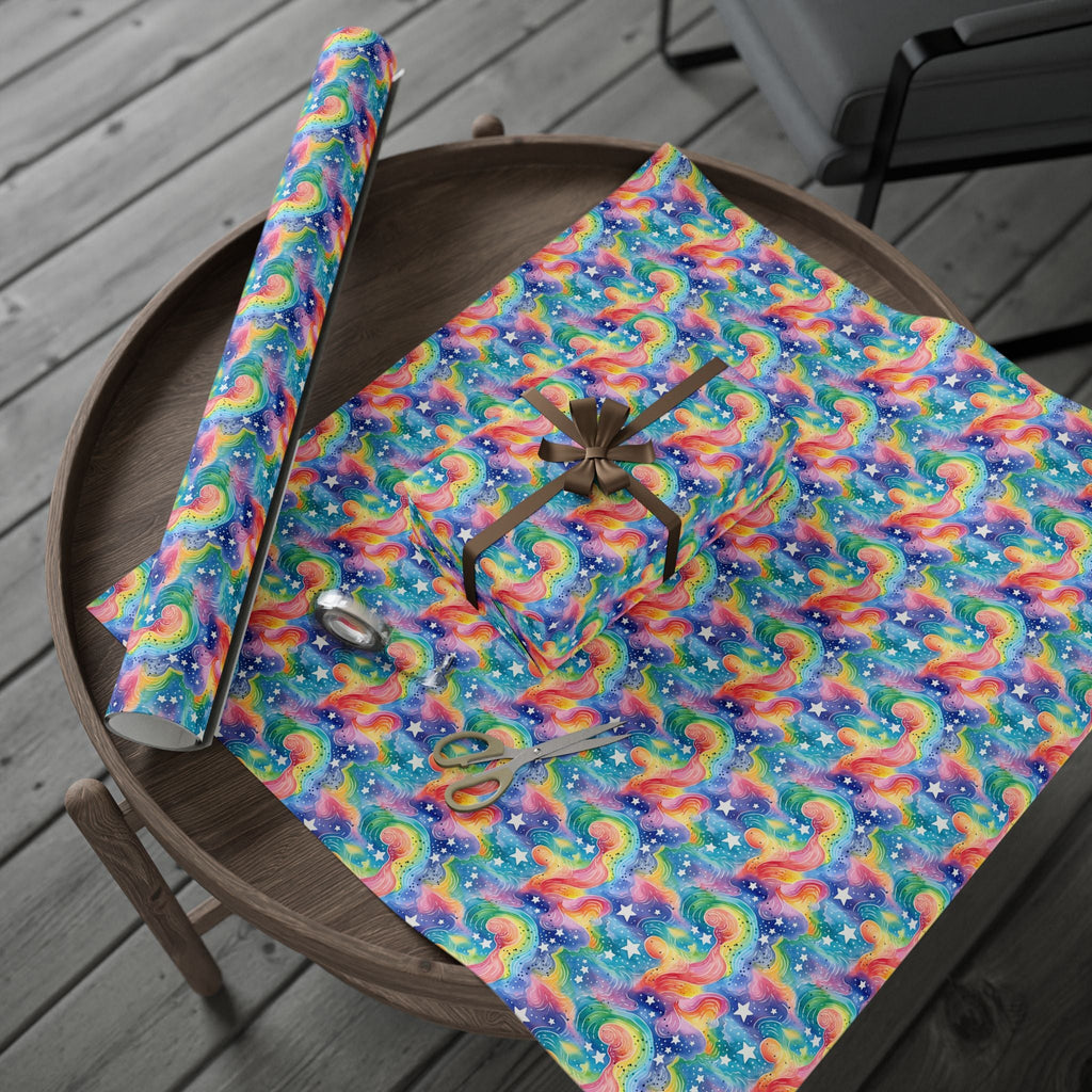Bespattered Facade Rainbow Sky Wrapping Paper | Three Sizes | Glossy or Matte