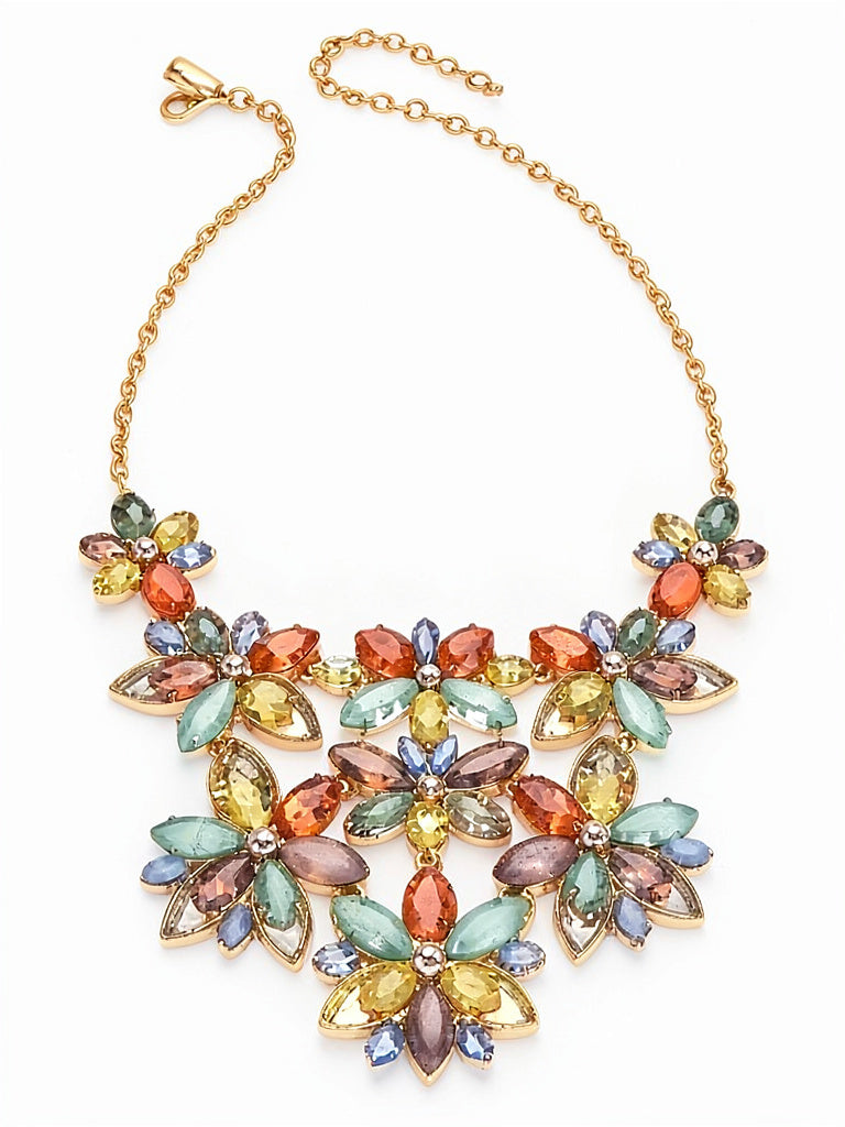 I.n.c. Gold-Tone Crystal & Stone Flower Statement Necklace