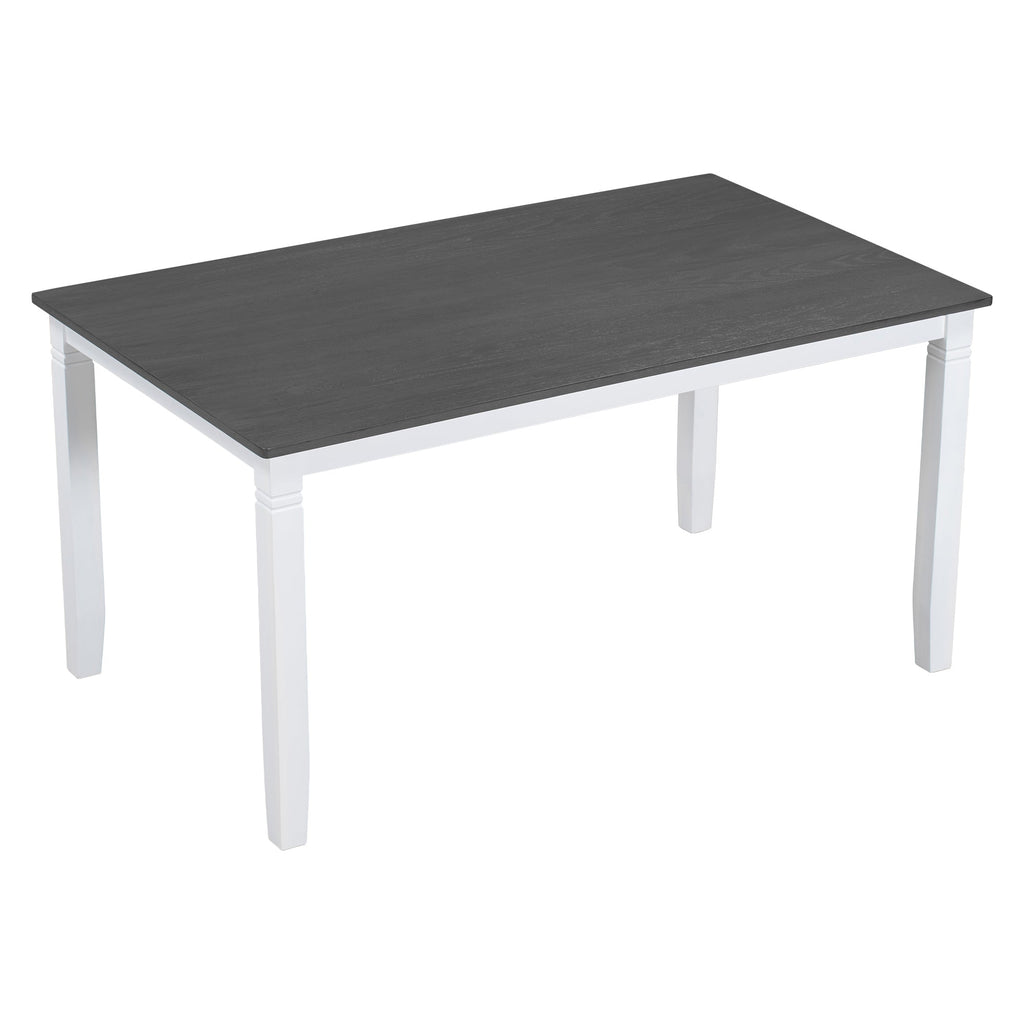 TOPMAX 6-Piece Wood Dining Table Set Kitchen Table Set with Upholstered Bench and 4 Dining Chairs, Farmhouse Style,Gray+White (old sku: SP000003AAK)