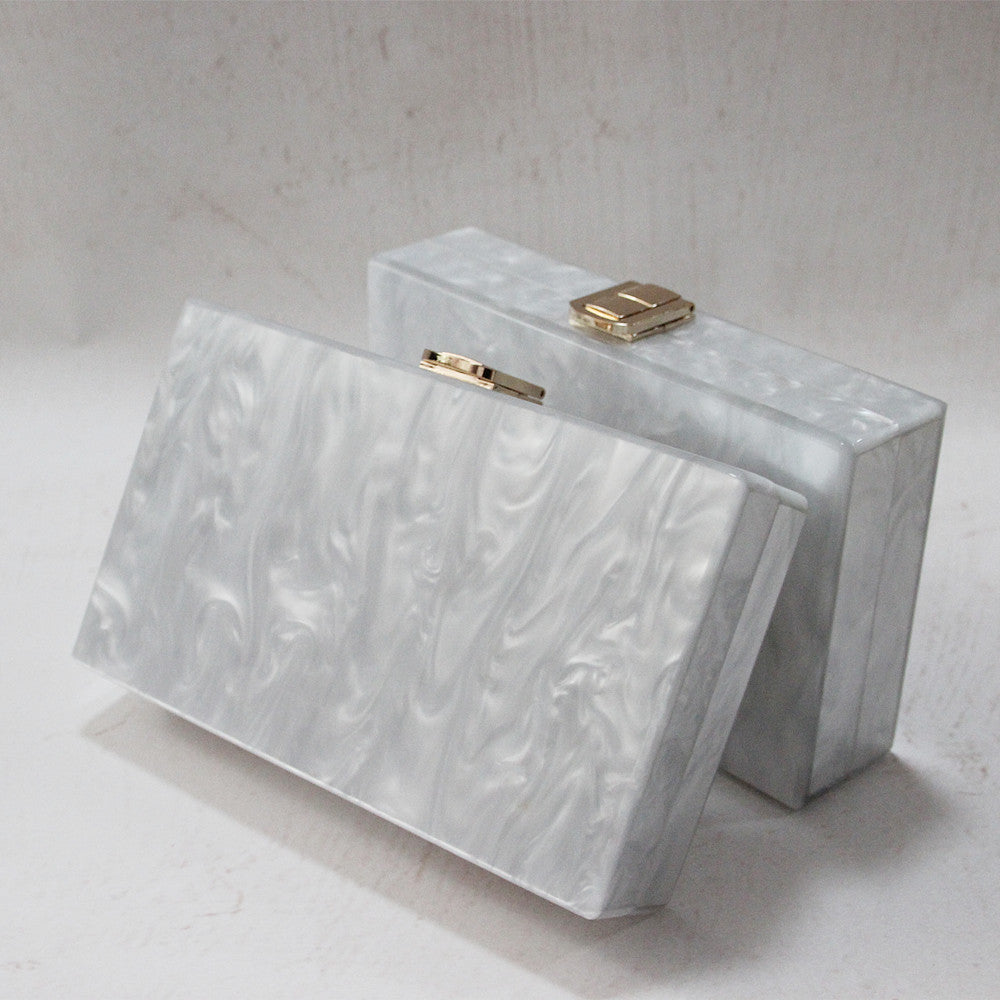 White Shell Pattern Acrylic Clutch Evening Bag