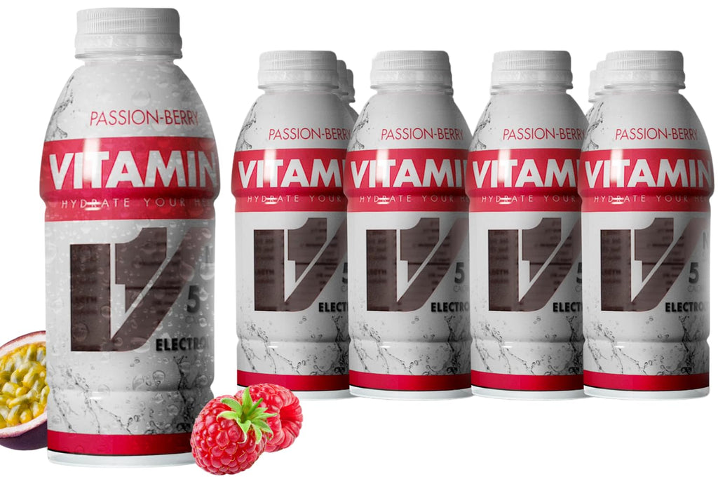 VITAMIN 1 Hydration Drink Passion-Berry Electrolyte Vitamin Water 16.9 Ounce (Pack of 12) B Vitamins Zero Sugar Low Calorie Low Sodium