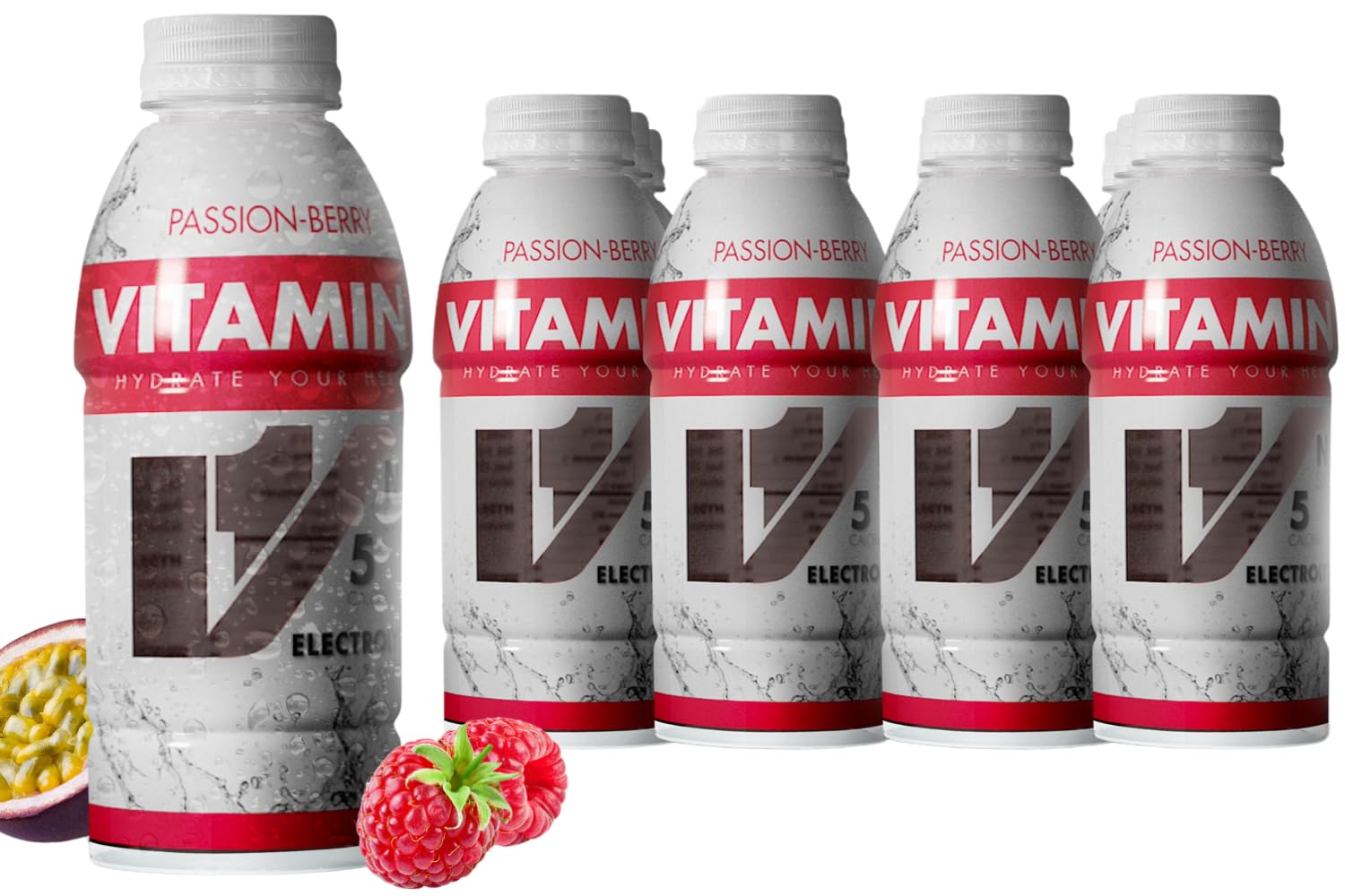 VITAMIN 1 Hydration Drink Passion-Berry Electrolyte Vitamin Water 16.9 Ounce (Pack of 12) B Vitamins Zero Sugar Low Calorie Low Sodium
