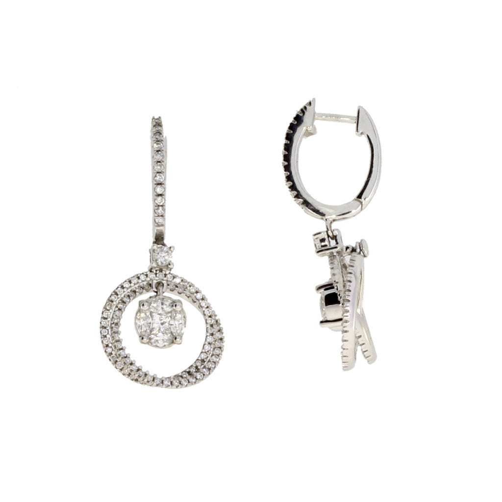 1.00ct Diamond Dangle Earrings 14KT White Gold
