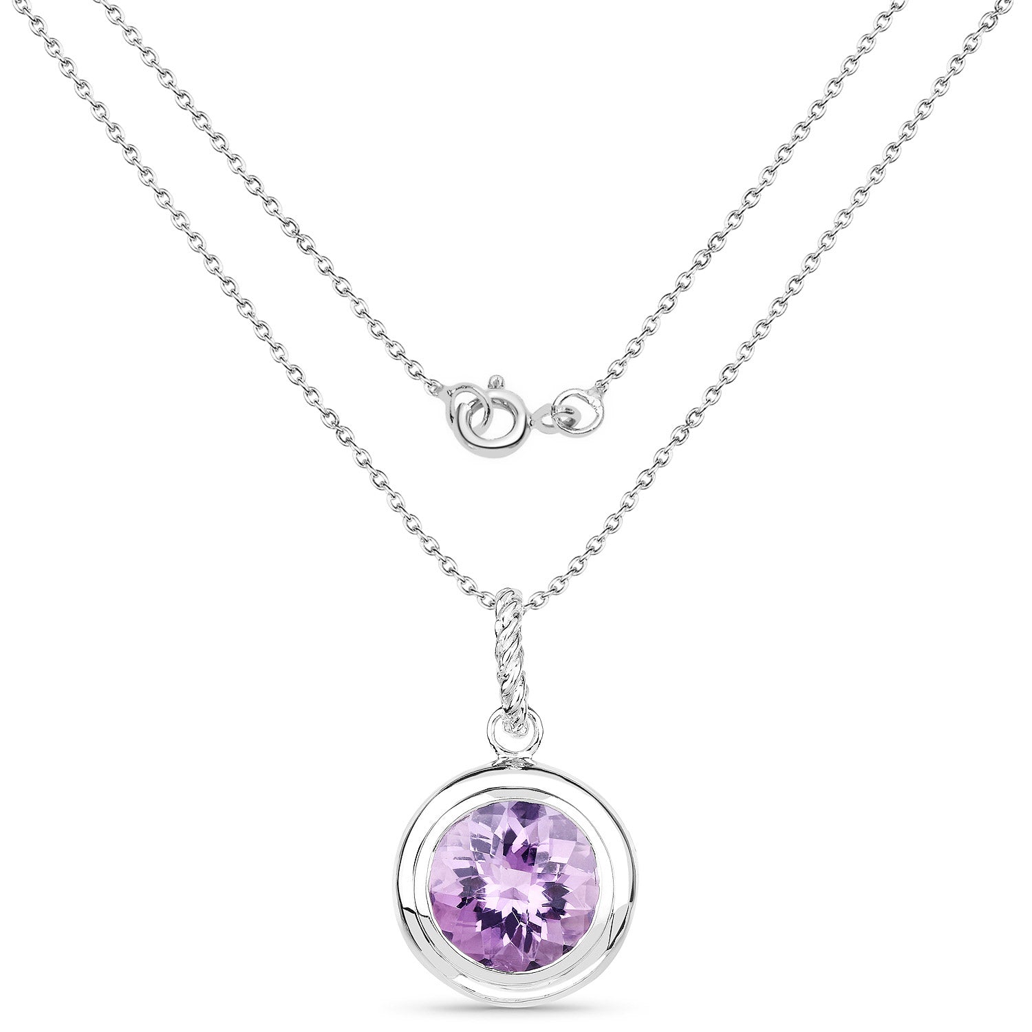 8.00 Carat Genuine Amethyst .925 Sterling Silver Pendant