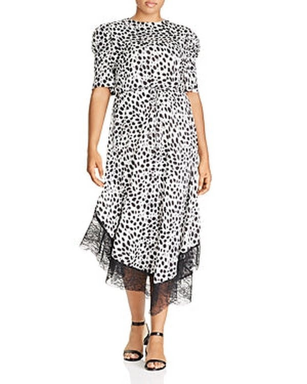 Lost Ink Plus Lace-Trim Animal-Print Dress