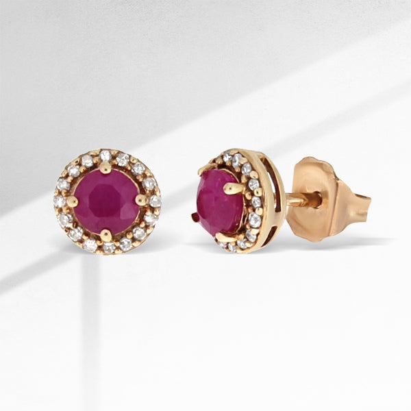 .77ct Ruby Diamond Stud Earrings 10KT Rose Gold