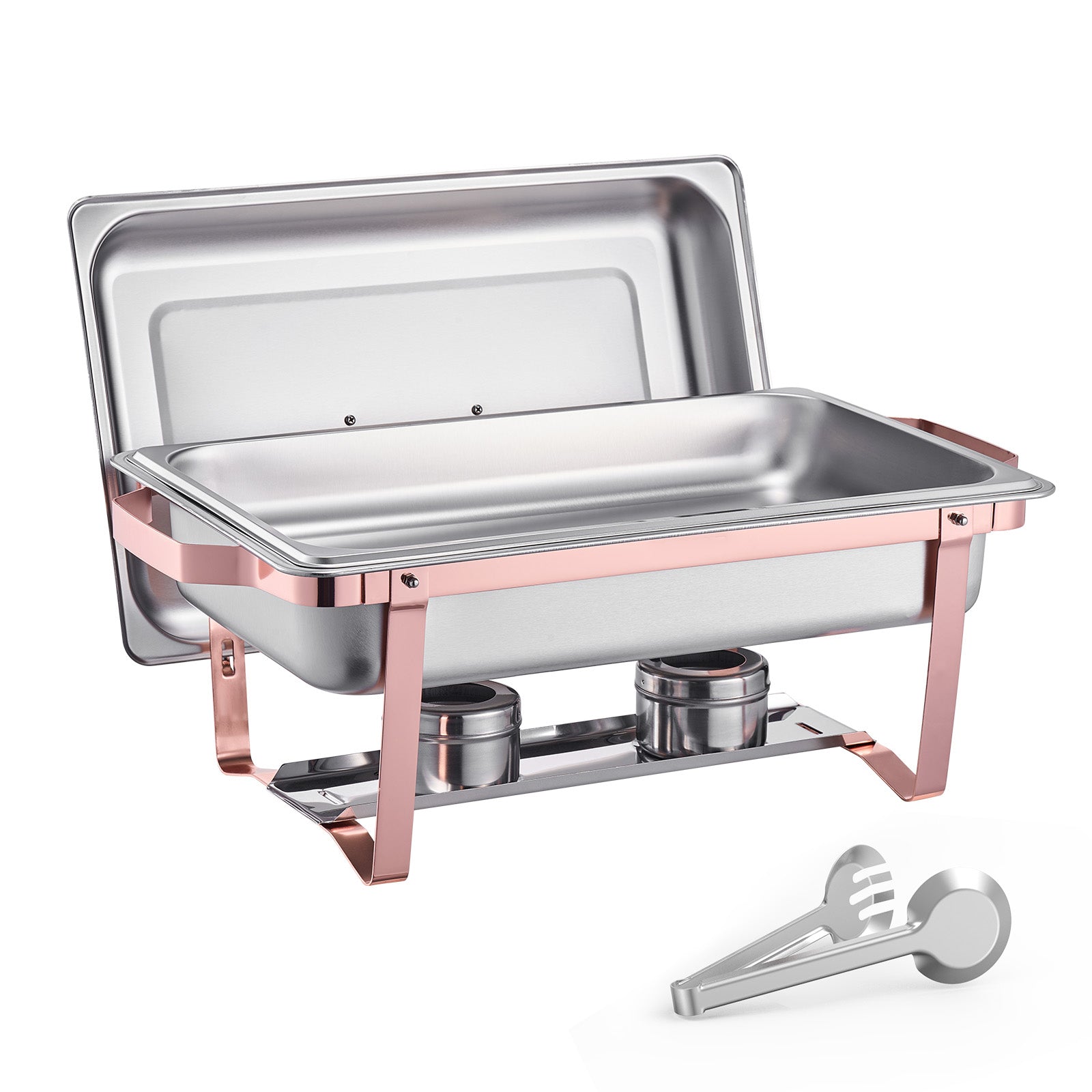 8 Qt 2 Pack Rectangle Chafing Dish Buffet Set Full Size Pan Stainless Steel