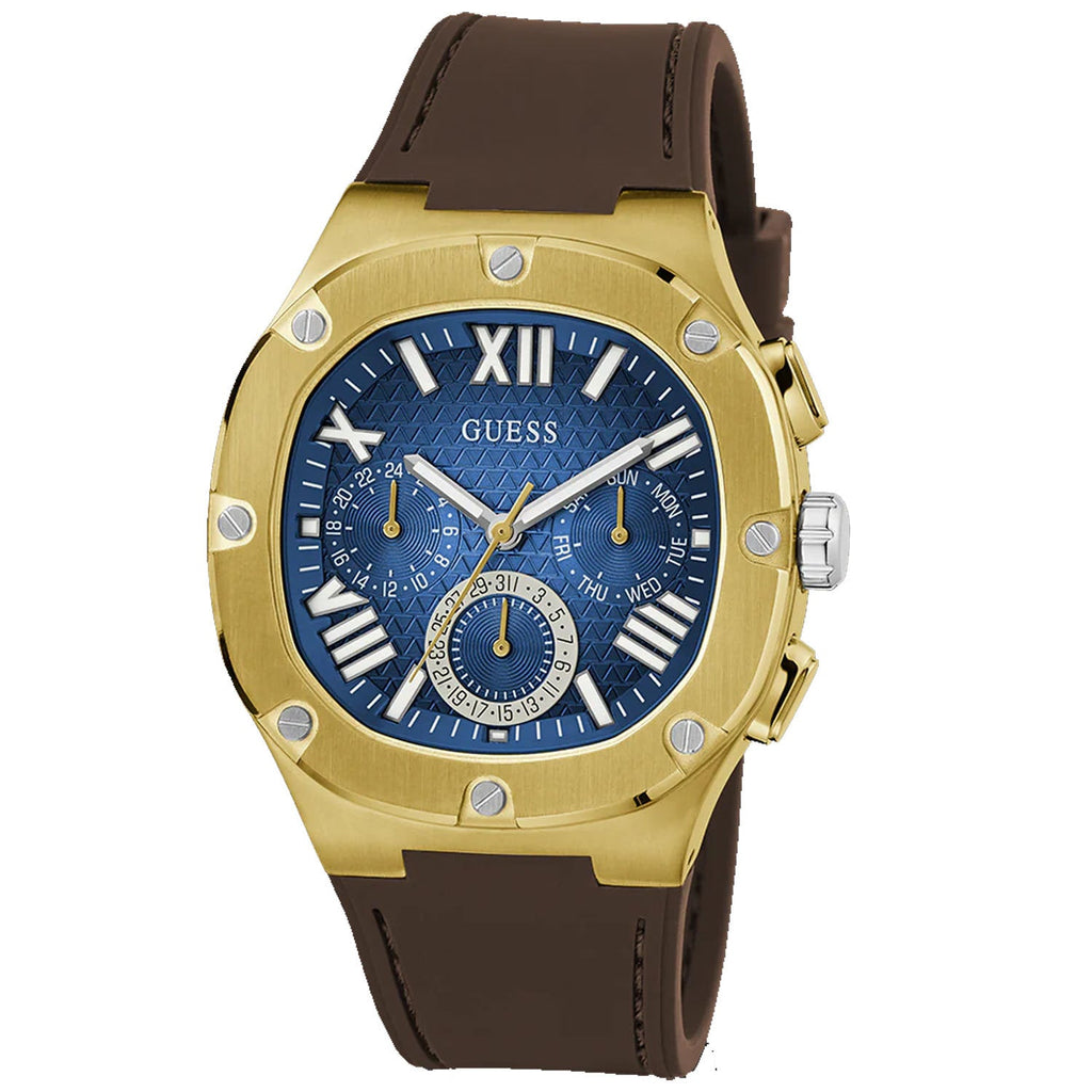 Guess Men's Brown Gold Tone Multi-function