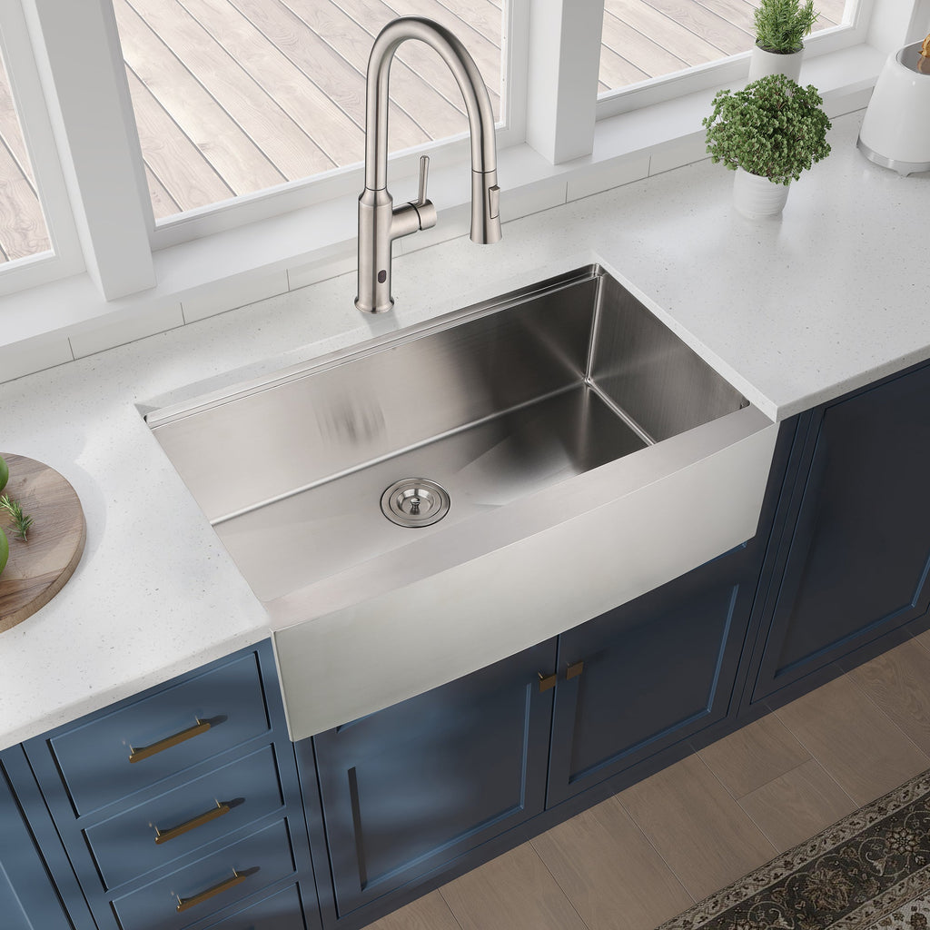 33x22x10'Farmhouse Apron Single Bowl Stainless Steel Kitchen Sink with Workstation