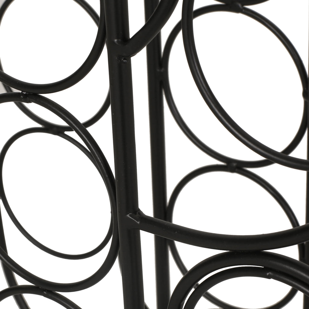 Modern Industrial Tabletop Wine Rack with Cactus Design in Black Metal for 13 Bottles