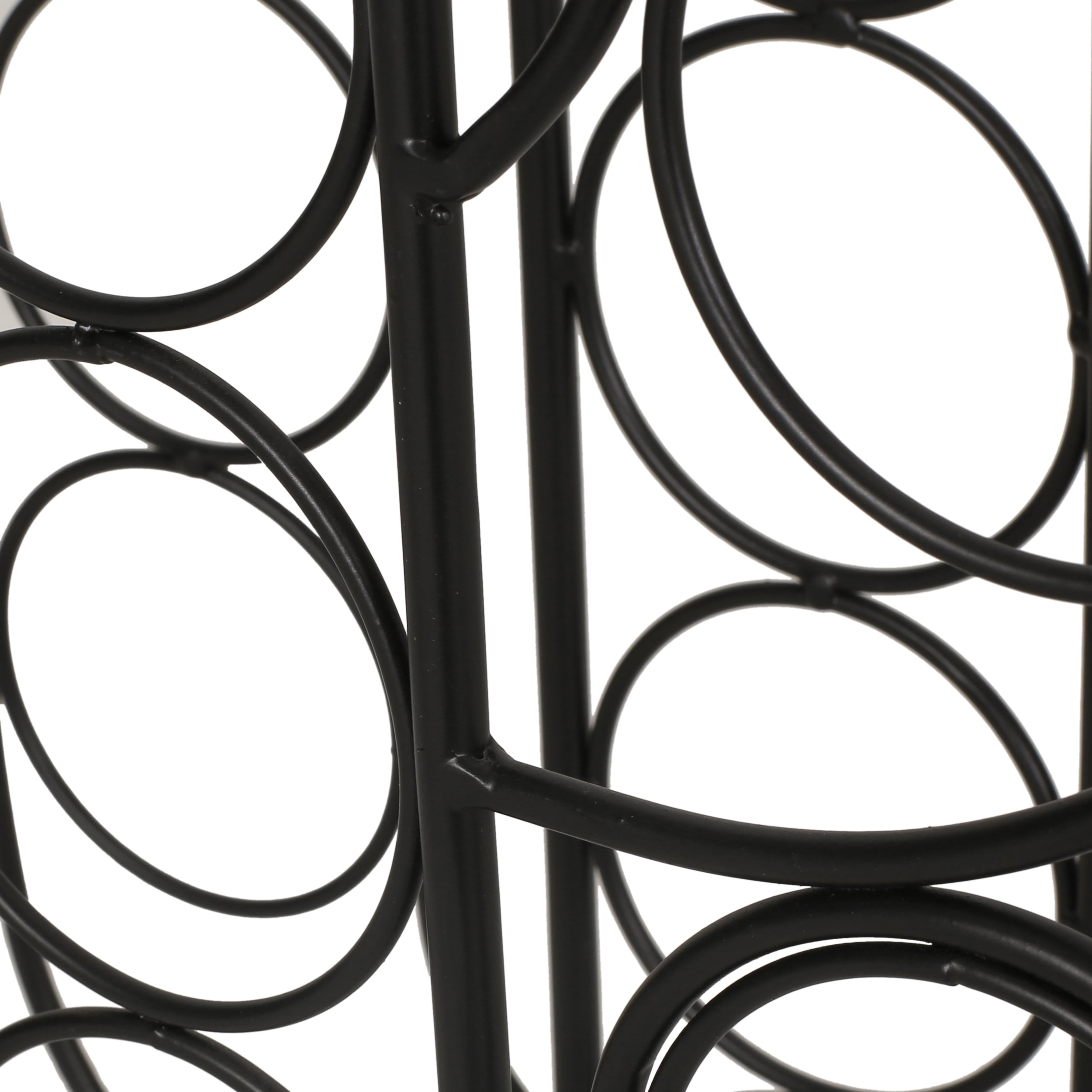 Modern Industrial Tabletop Wine Rack with Cactus Design in Black Metal for 13 Bottles
