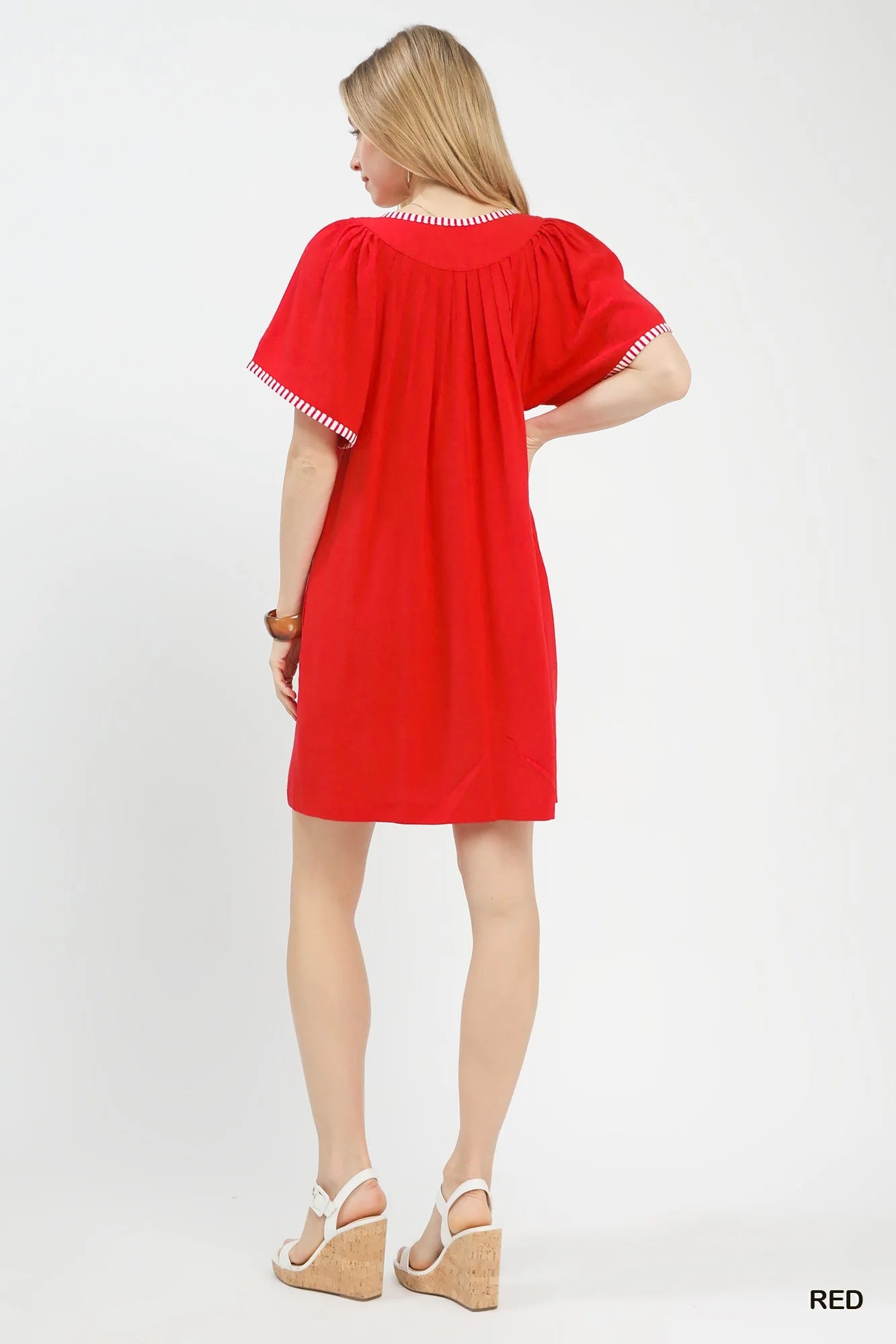 Umgee Linen Trim Tunic Dress