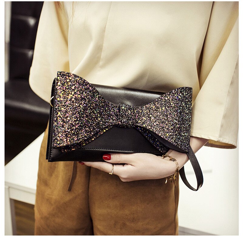 Sparkly Sequin Clutch Purse with Chain for Women