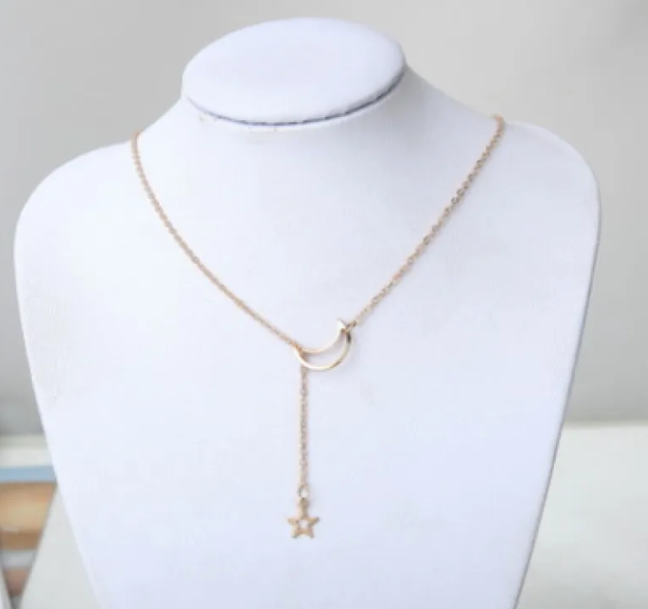 Moon & Star Clavicle Necklace