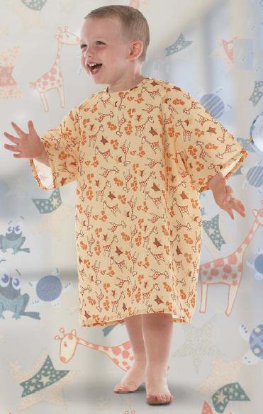 Reusable Pediatric Patient Exam Gown, Child Size (10 to 12), Frog-E Green 5503-L