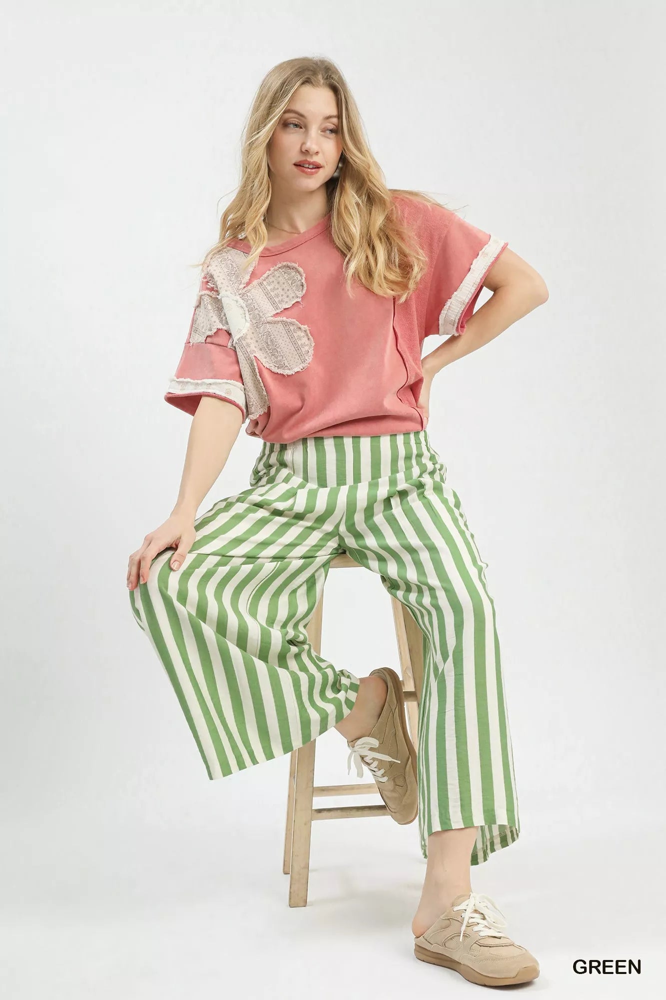 Umgee Vertical Stripe Wide Leg Pants