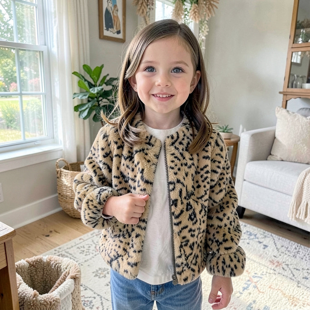 Bonnie Jean Toddler Girls Animal-Print Faux-Fur Jacket, Size 3/3T