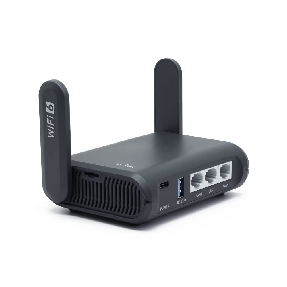 GL.iNet GL-AXT1800 (Slate AX) | Portable WiFi Router | Pocket-Sized Wi-Fi 6 Gigabit Travel Router Extender/Repeater for Hotel&Public Network Storage VPN Client&Server OpenWrt Adguard Home