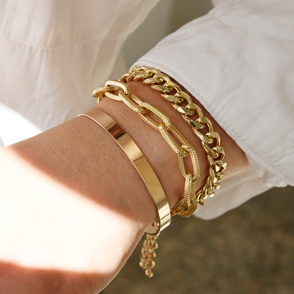 Exaggerated Punk Hemp Noodles Bracelet Set for Women