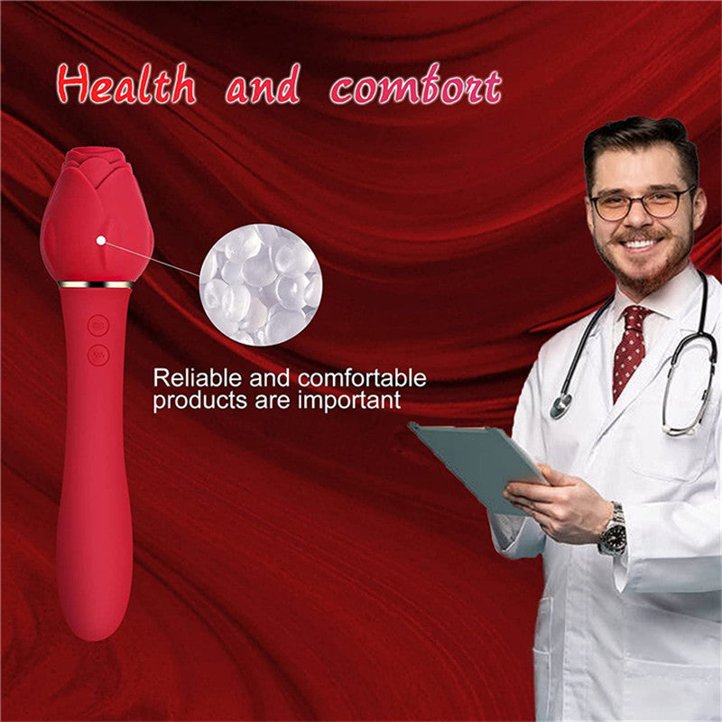 2 In 1 Rose Shaped Vibrating Clitoral Suction Toy