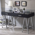 Black High Gloss and Chrome 2-Drawer Writing Desk